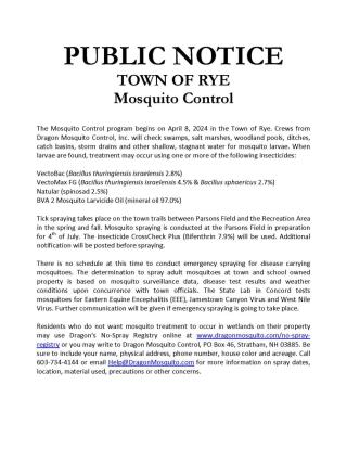 Mosquito Program Notice