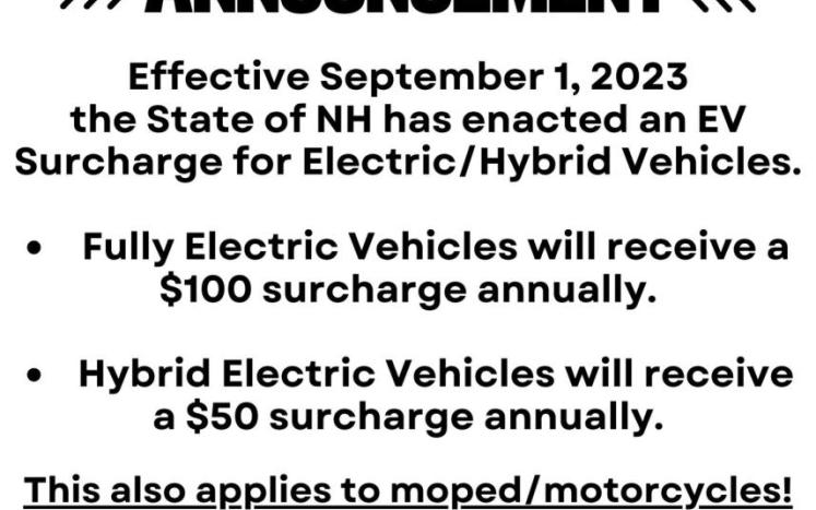 Electric Vehicle Surcharge Notice